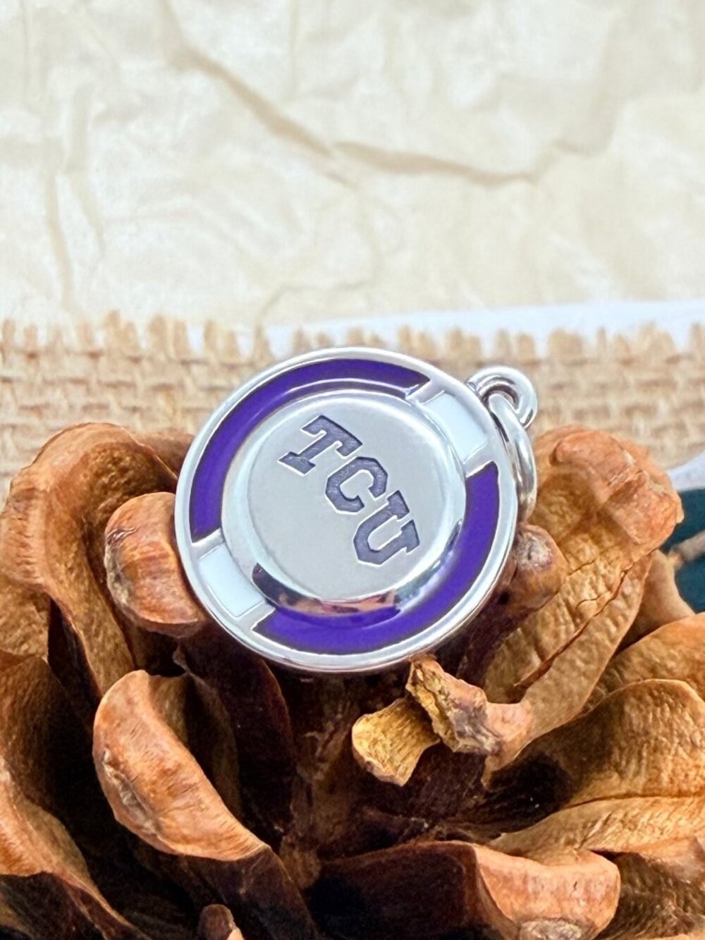 James Avery TCU Horned Frogs Enamel School Spirit Charm Sterling Silver